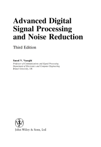 Cover image: Advanced Digital Signal Processing and Noise Reduction 3rd edition 9780470094945