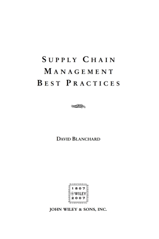 Cover image: Supply Chain Management Best Practices 1st edition 9780471781417