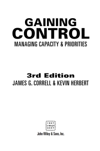 Imagen de portada: Gaining Control: Managing Capacity and Priorities 3rd edition 9780471979920
