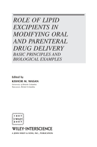 Omslagafbeelding: Role of Lipid Excipients in Modifying Oral and Parenteral Drug Delivery: Basic Principles and Biological Examples 1st edition 9780471739524