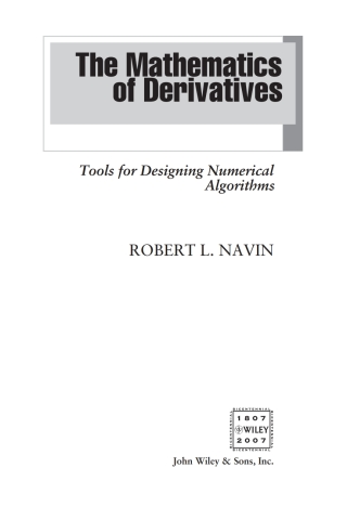 Cover image: The Mathematics of Derivatives 1st edition 9780470047255