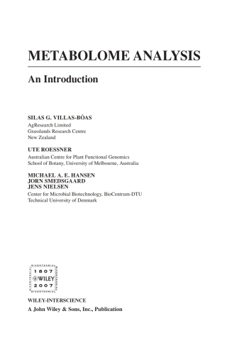 صورة الغلاف: Metabolome Analysis: An Introduction 1st edition 9780471743446