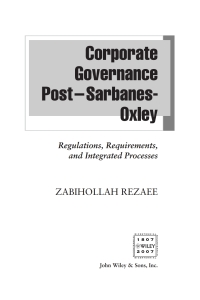 صورة الغلاف: Corporate Governance Post-Sarbanes-Oxley 1st edition 9780471723189