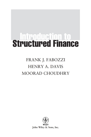 Cover image: Introduction to Structured Finance 1st edition 9780470045350
