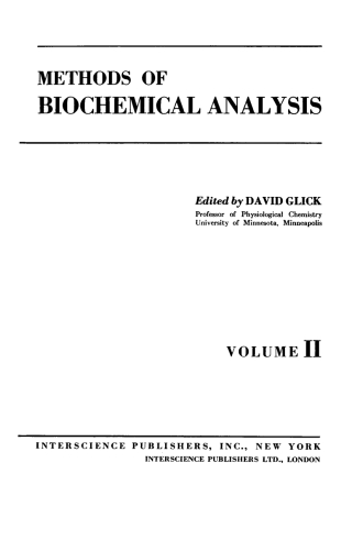 Imagen de portada: Methods of Biochemical Analysis 99th edition 9780471304593