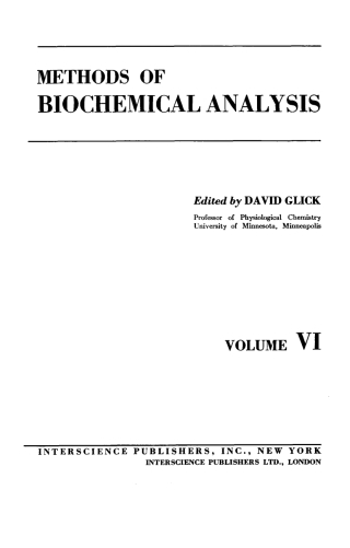 Immagine di copertina: Methods of Biochemical Analysis 1st edition 9780470305911