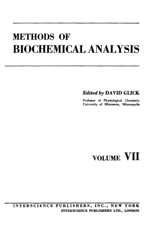 Imagen de portada: Methods of Biochemical Analysis 1st edition 9780470306246