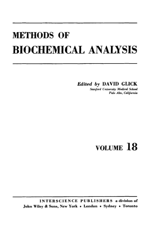 Cover image: Methods of Biochemical Analysis 1st edition 9780471307532