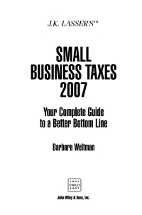 Cover image: JK Lasser's Small Business Taxes 2007 19th edition 9780471786689