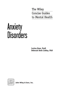 Cover image: Wiley Concise Guides to Mental Health: Anxiety Disorders 1st edition 9780471779940