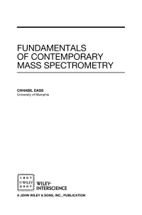 Cover image: Fundamentals of Contemporary Mass Spectrometry 1st edition 9780471682295