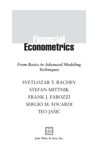 Cover image: Financial Econometrics: From Basics to Advanced Modeling Techniques 1st edition 9780471784500