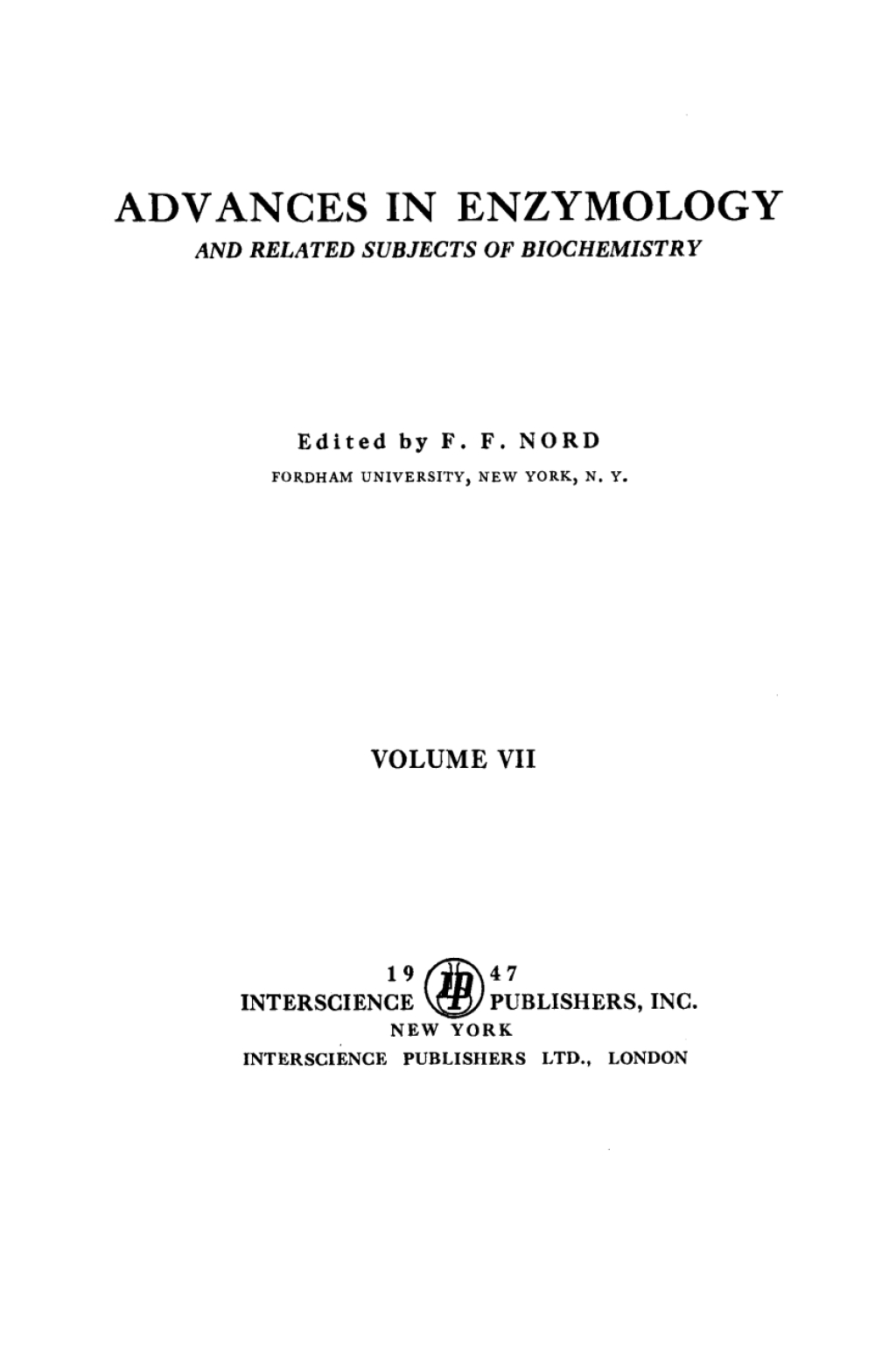 Advances in Enzymology and Related Areas of Molecular Biology 11th Edition
