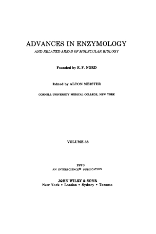 Cover image: Advances in Enzymology and Related Areas of Molecular Biology 11th edition 9780471591733
