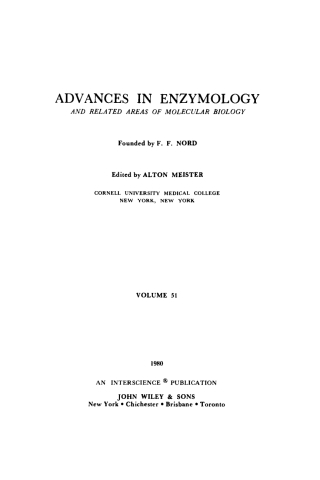 Cover image: Advances in Enzymology and Related Areas of Molecular Biology 11th edition 9780471056539