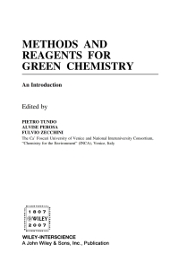 Imagen de portada: Methods and Reagents for Green Chemistry: An Introduction 1st edition 9780471754008