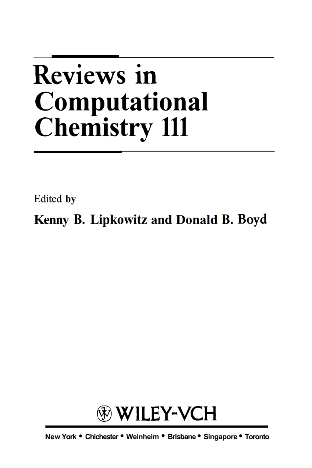 Reviews in Computational Chemistry 1st Edition