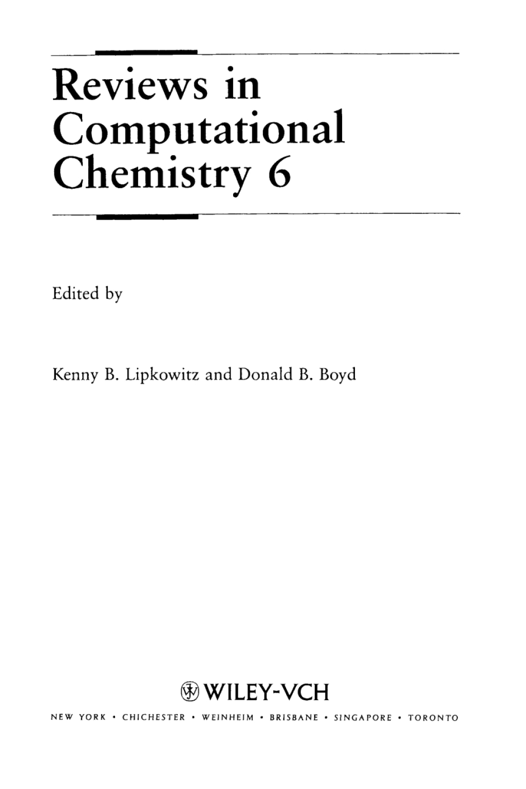 Reviews in Computational Chemistry 1st Edition