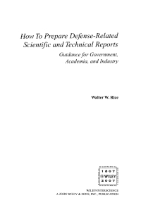 Cover image: How To Prepare Defense-Related Scientific and Technical Reports 1st edition 9780471725091