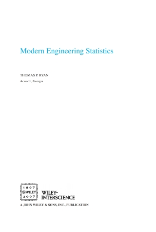 Cover image: Modern Engineering Statistics 1st edition 9780470081877