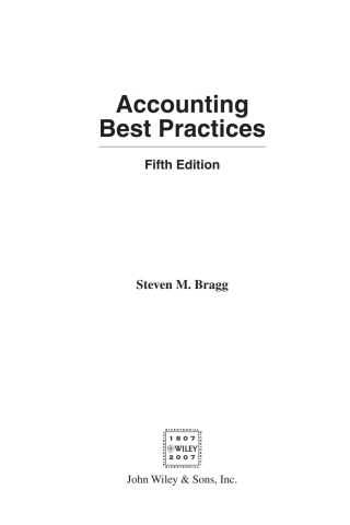 Cover image: Accounting Best Practices 5th edition 9780470081822