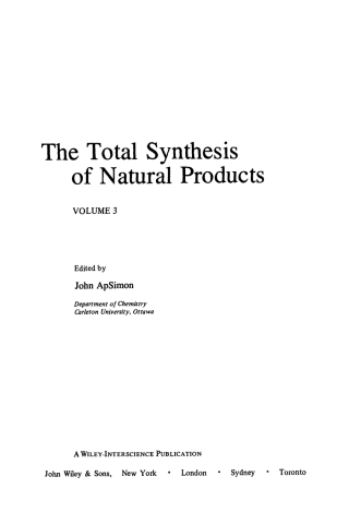 Imagen de portada: The Total Synthesis of Natural Products 1st edition 9780471023920