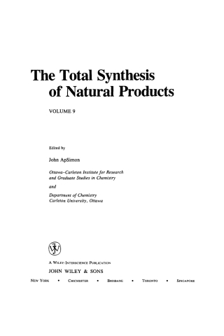 صورة الغلاف: The Total Synthesis of Natural Products 1st edition 9780471551898