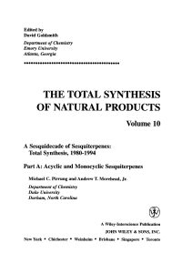 Cover image: The Total Synthesis of Natural Products 1st edition 9780471596790