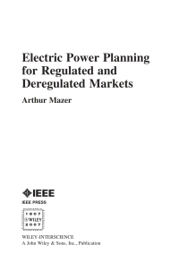 Cover image: Electric Power Planning for Regulated and Deregulated Markets 1st edition 9780470118825