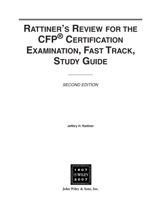 Cover image: Rattiner's Review for the CFP Certification Examination, Fast Track, Study Guide 2nd edition 9780470054550