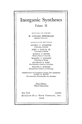Cover image: Inorganic Syntheses 1st edition 9780470131619