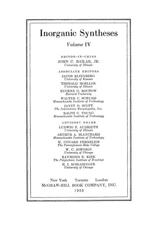 Cover image: Inorganic Syntheses 1st edition 9780470131633