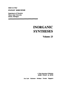 Cover image: Inorganic Syntheses 1st edition 9780471818731