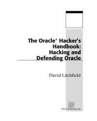 Cover image: The Oracle Hacker's Handbook 1st edition 9780470080221