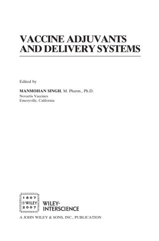 Imagen de portada: Vaccine Adjuvants and Delivery Systems 1st edition 9780471739074