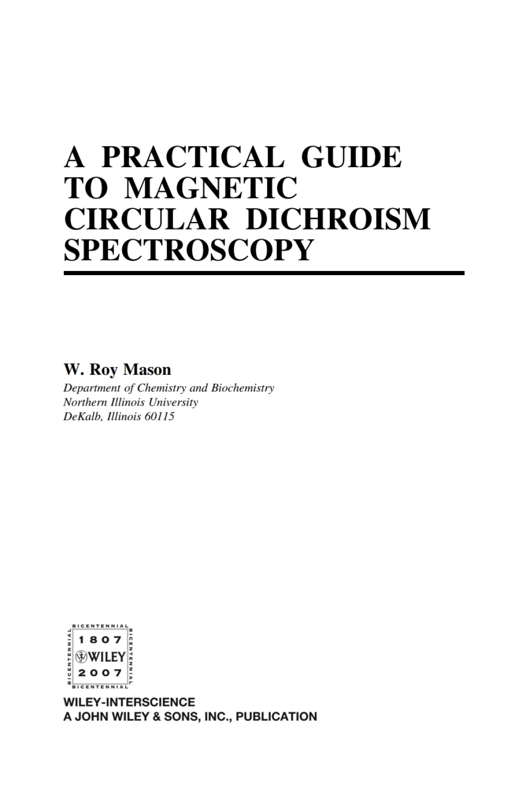 Magnetic Circular Dichroism Spectroscopy 1st Edition