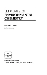 Imagen de portada: Elements of Environmental Chemistry 1st edition 9780471998150