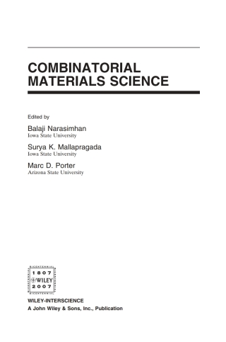 Imagen de portada: Combinatorial Materials Science 1st edition 9780471728337