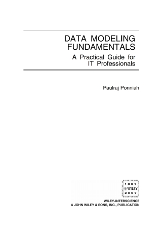 Cover image: Data Modeling Fundamentals 1st edition 9780471790495