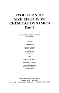 Cover image: Evolution of Size Effects in Chemical Dynamics, Part 1 1st edition 9780471627845