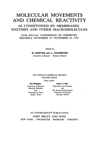 Cover image: Molecular Movements and Chemical Reactivity as Conditioned by Membranes, Enzymes and Other Macromolecules 1st edition 9780471035411
