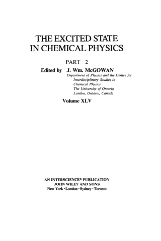 Cover image: Excited State in Chemical Physics, Part 2 1st edition 9780471051190