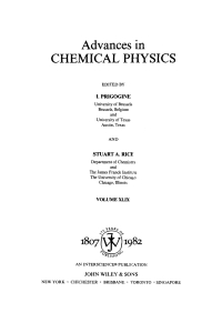 صورة الغلاف: Advances in Chemical Physics 1st edition 9780471093619