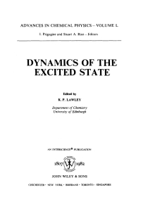 Cover image: Dynamics of the Excited State 1st edition 9780470142745