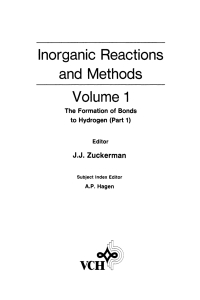 Imagen de portada: Inorganic Reactions and Methods, The Formation of Bonds to Hydrogen (Part 1) 1st edition 9780471186540