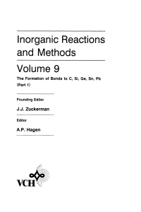 Imagen de portada: Inorganic Reactions and Methods, The Formation of Bonds to C, Si, Ge, Sn, Pb (Part 1) 1st edition 9780471186601