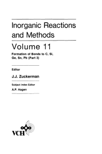 Imagen de portada: Inorganic Reactions and Methods, The Formation of Bonds to C, Si, Ge, Sn, Pb (Part 3) 1st edition 9780471186625