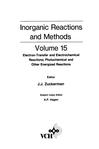 Cover image: Inorganic Reactions and Methods, Electron-Transfer and Electrochemical Reactions; Photochemical and Other Energized Reactions: Photochemical and Other Energized Reactions 1st edition 9780471186656