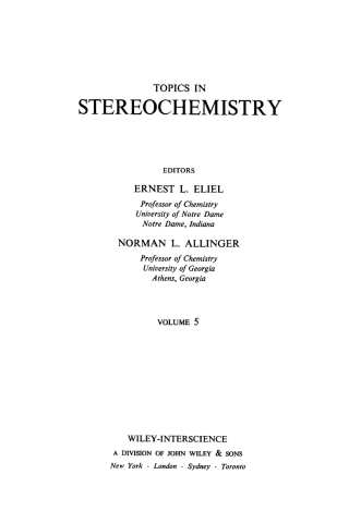 Cover image: Topics in Stereochemistry 1st edition 9780471237501