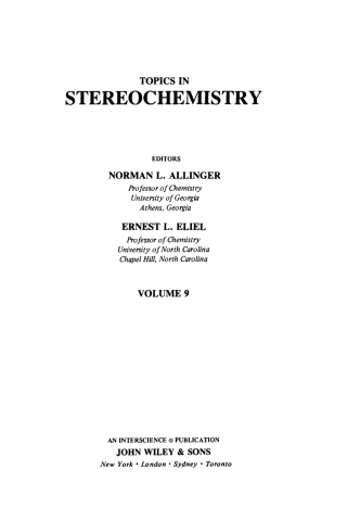 Imagen de portada: Topics in Stereochemistry 1st edition 9780471024729